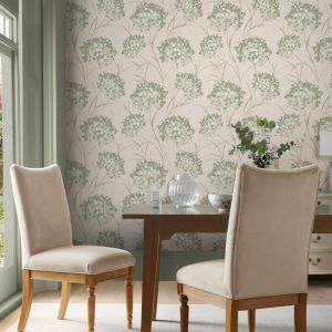 Giselle Wallpaper Hedgerow Green 140331 Laura Ashley