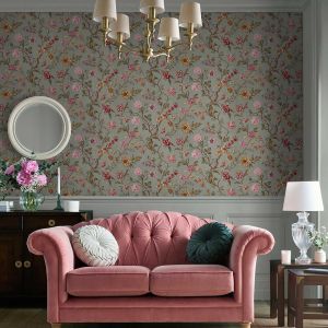 Laura Ashley Floral Sprig Wallpaper Antique Green 143320