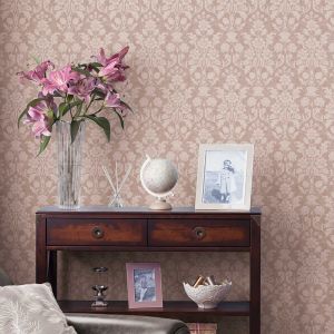 Laura Ashley Romantic Floral Silhouette Wallpaper Plaster Pink 143323