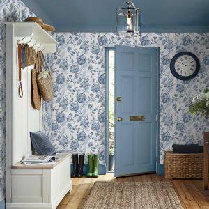 Laura Ashley Adwick Vintage Floral Wallpaper Blue / White 143327