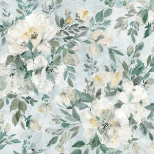 Laura Ashley Elowen Peony Wallpaper Pale Teal 143331