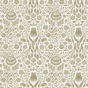 Laura Ashley Ashstead Damask Wallpaper Hedgerow Green 143333