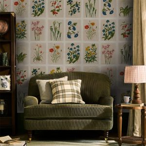 143334 Laura Ashley Pershore Postcards Wallpaper Multi / Linen