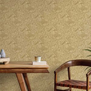 Laurence Llewelyn-Bowen Down the Dilly Floral Arts & Crafts Inspired Yellow Wallpaper LB25113