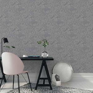 Laurence Llewelyn-Bowen Down the Dilly Vintage Floral Trees and Leaves Wallpaper Grey LB25114