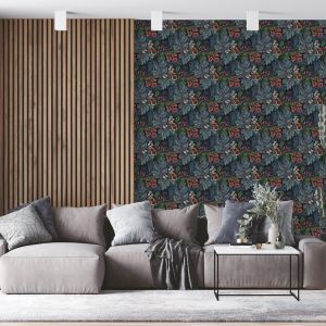 Laurence Llewelyn-Bowen Hedgerovia Botanical Floral Wallpaper Blue / Multi LB25134
