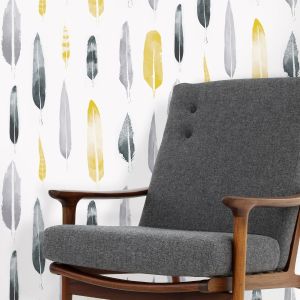 Feathers Wallpaper Mustard Mini Moderns AZDPT024MU