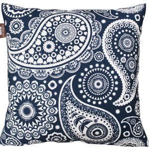 MIM142z - Mini Moderns Paisley Crescent Wallpaper Cushion - Indigo