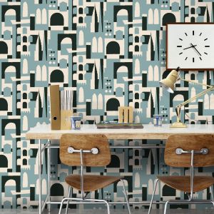 Hey Manhattan City Wallpaper High Tide Aqua - Mini Moderns MMTLG02HT