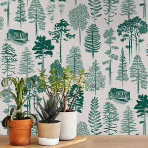 Wallpaper Douglas Fir Green - Mini Moderns MMTLG01DF Catskills Woodland 