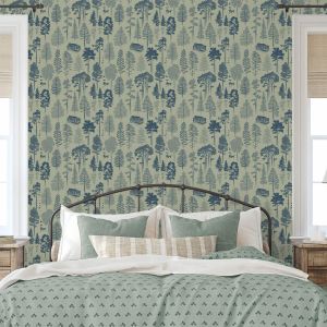 Green Mini Moderns MMTLG01BL Catskills Woodland Wallpaper British Lichen 