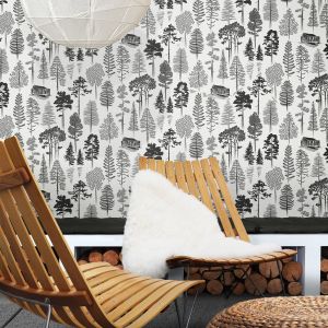 Monochrome Snow White - Mini Moderns MMTLG01SN Catskills Woodland Wallpaper 