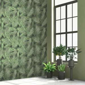 J98234 Eden Wallpaper Collection Ilana Leaf Green Muriva