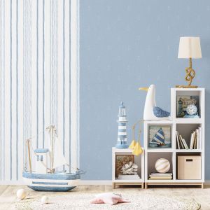 My Kingdom Navel Stripe Blue Wallpaper Muriva M33311