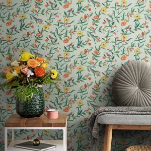 Cath Kidston Summer Birds Wallpaper Sage Muriva 