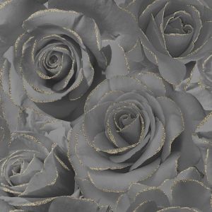 Madison Rose Glitter Wallpaper Black Muriva
