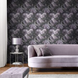 Peonies and Chrysanthemums Wallpaper Mauve Lipsy 144060