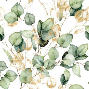 Eucalyptus Leaves Wallpaper Green/Gold Muriva 