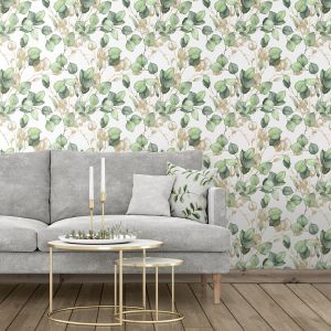 Muriva Eucalyptus Leaves Wallpaper Green/Gold