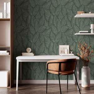 Muriva Denver Leaf Wallpaper Green