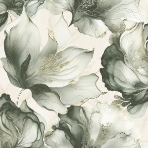 Elysian Floral Wallpaper Green/Gold Muriva