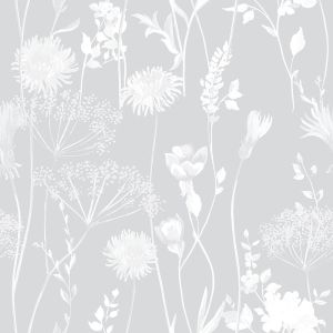 Catherine Lansfield Meadowsweet Floral Wallpaper Grey Muriva 165581