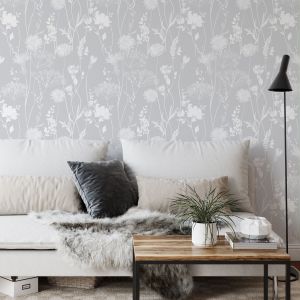 Muriva 165581 Catherine Lansfield Meadowsweet Floral Wallpaper Grey 