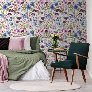 Muriva Catherine Lansfield Countryside Floral Wallpaper Pink / Blue 206541