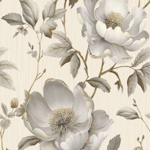 Metallic Floral Wallpaper Cream Muriva 227501