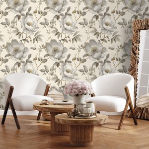 Alethia Floral Wallpaper Cream / Grey Muriva 227501