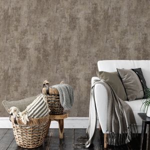 Industrial Textured Wall Covering Deep Brown Muriva 207505