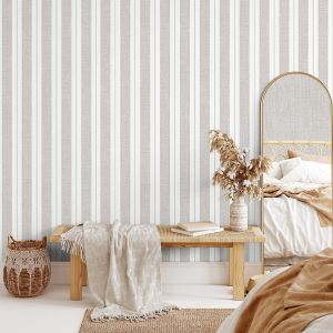 Bernice Stripe Wallpaper Greige Muriva N05617