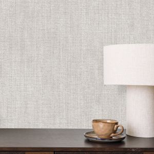 Linen Textured Vinyl Wallpaper Greige Muriva N07817