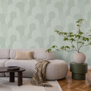 Geometric Textured Vinyl Wallpaper Sage Green M99704
