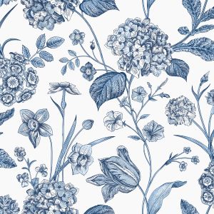 Amelie Hydrangea Wallpaper Blue / White Rasch 260169