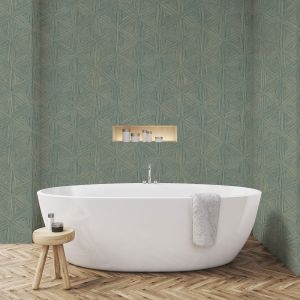 Boho Geometric Textured Wallpaper Blue / Gold Rasch 571271