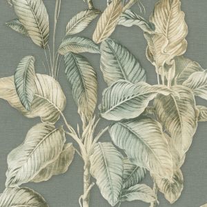 Boho Palm Leaves Wallpaper Chalky Blue Rasch 571462