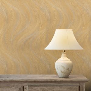 Opulenza Wave Gold Metallic Wallpaper Rasch 659641