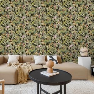 Rasch 400006 Zanzibar Heavyweight Vinyl Wallpaper Black 