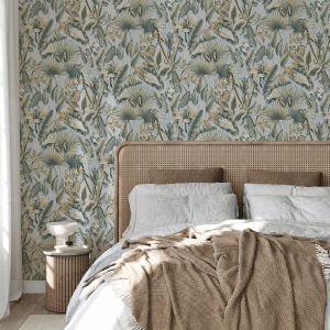 Rasch 400013 Zanzibar Heavyweight Vinyl Wallpaper Blue 