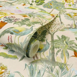 Paradise Garden Wallpaper Neutral World of Wallpaper WOW178 roll shot