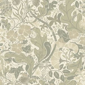 Hjarterum Elise Arts and Crafts Wallpaper Olive Taupe Cream Galerie S83105