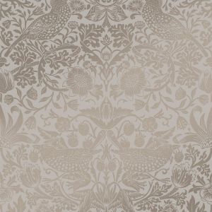 William Morris At Home Strawberry Thief Fibrous Wallpaper Neutral 124238
