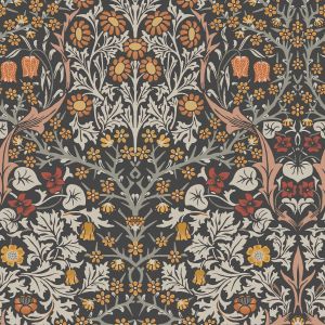 Charcoal & Burnt Orange William Morris At Home Blackthorn Wallpaper 124250
