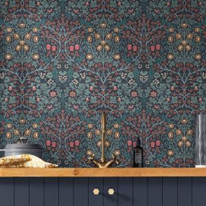 Blackthorn William Morris At Home Wallpaper Navy 124251