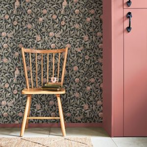 William Morris At Home Bird & Floral Wallpaper Charcoal 124258