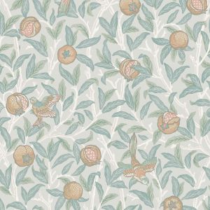 Duck Egg William Morris At Home Bird, Leaf & Pomegranate Wallpaper 124261