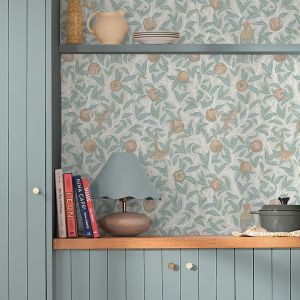 Bird & Pomegranate Wallpaper Duck Egg William Morris At Home 124261