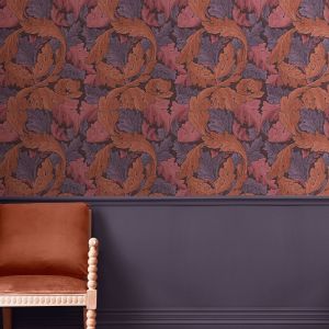 William Morris At Home Acanthus Leaf Wallpaper Plum 124223