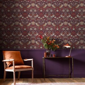William Morris At Home Bird & Leaf Wallpaper Plum 124229